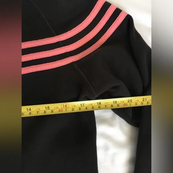 90’s EUC Adidas black zip up sweatshirt like jacket with pink stripes/accents. - Picture 4 of 10